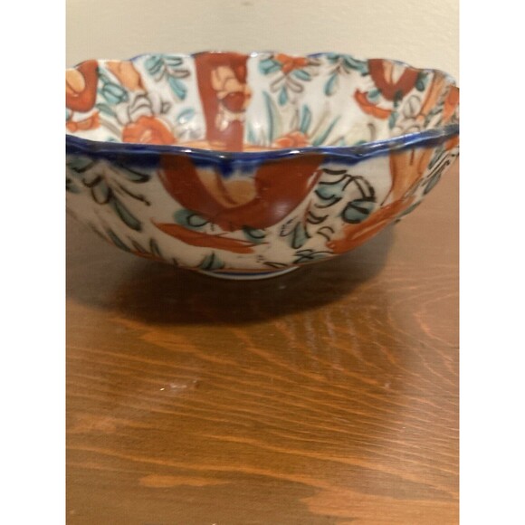 Vintage Japanese Imari Bowl Porcelain Round Scalloped Edges Pedestal 6" x 2.5" - Picture 7 of 15